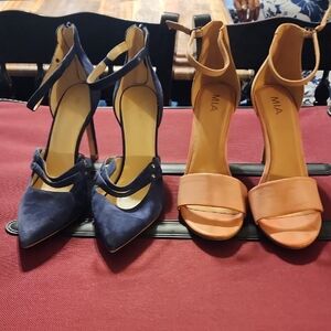 MIA Blue and Orange Heels with Ankle Strap